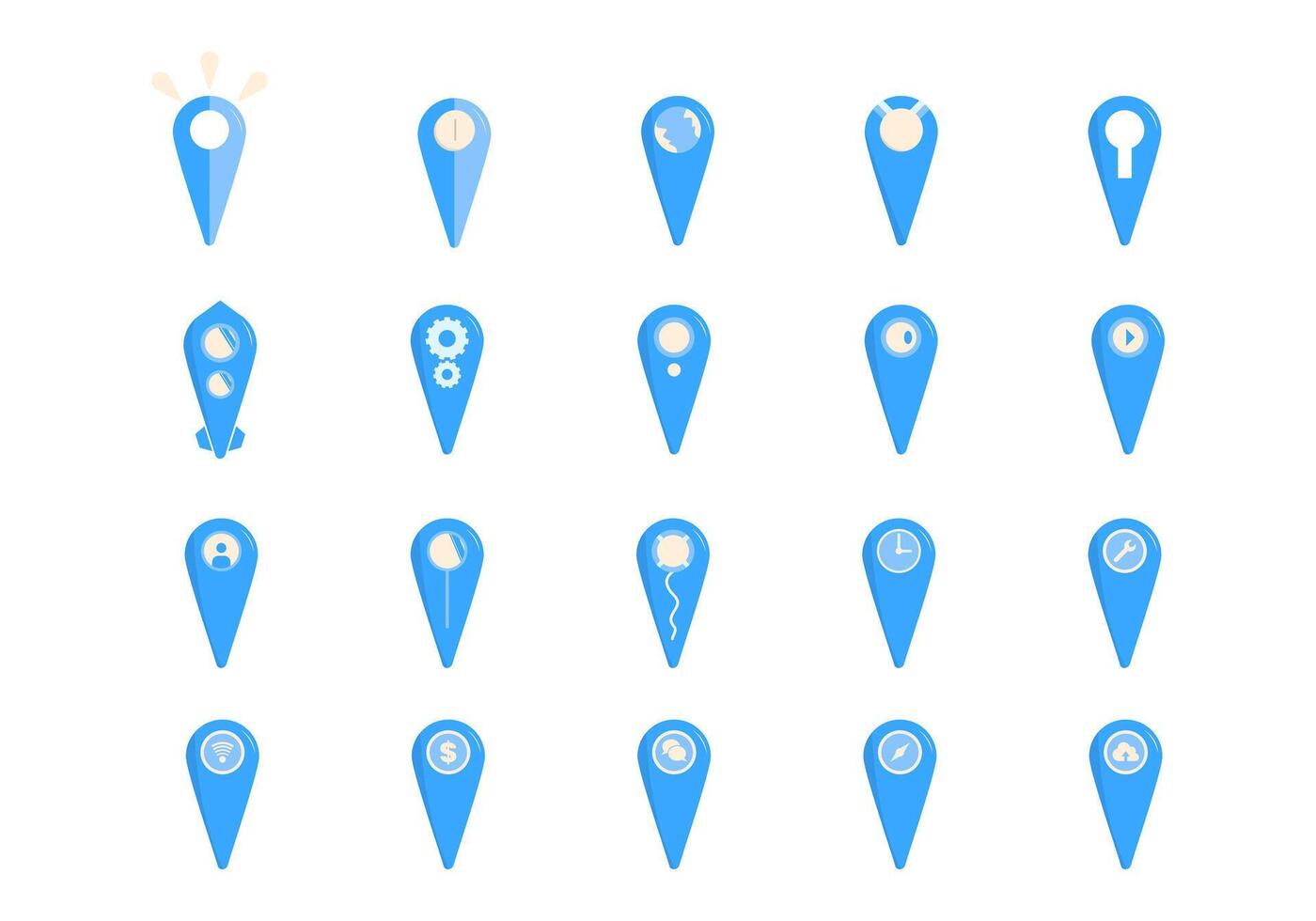 Pin Icon Variations Element Set vector