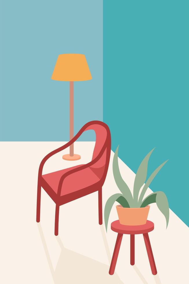 Interior Simple Room Minimalist vector
