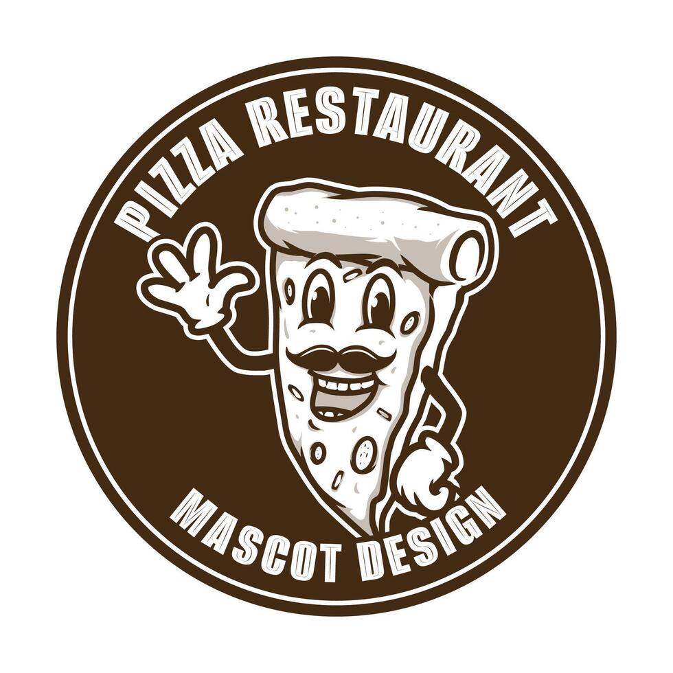 Pizza Restaurant Retro Mascot Design vector