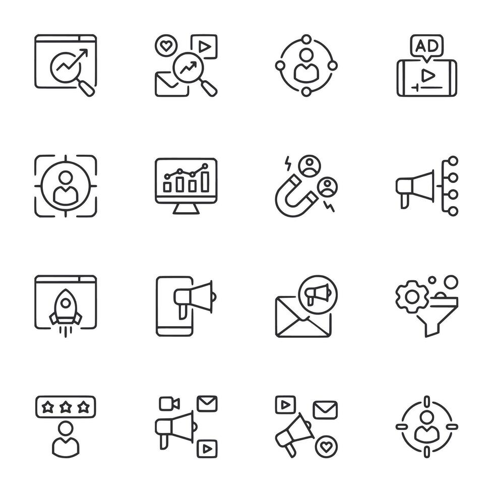 A set of icons for social media and advertising vector