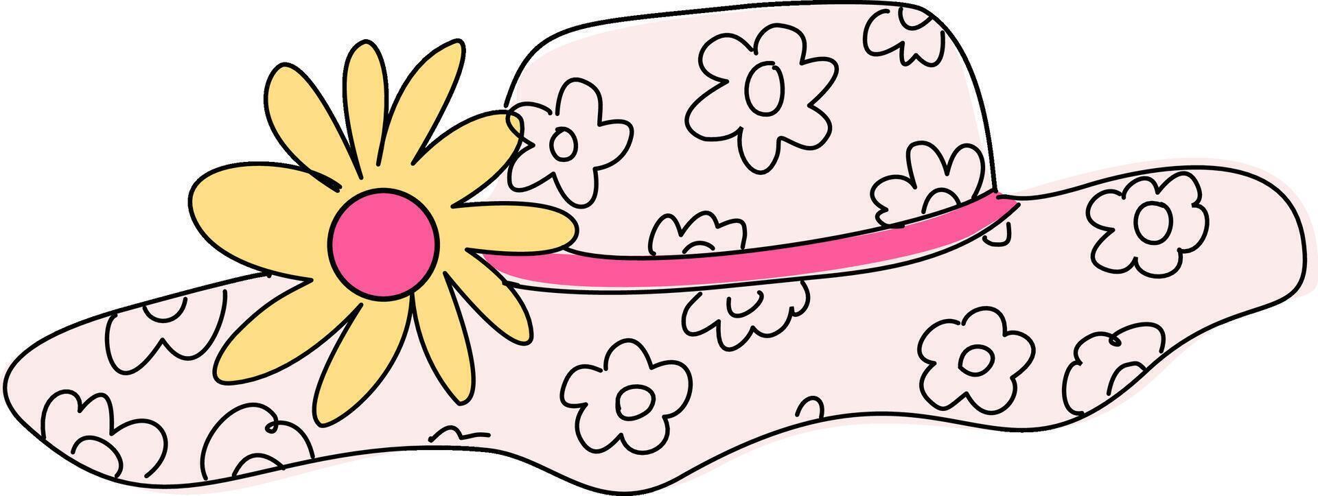 spring hat with flower vector