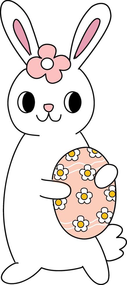 easter bunny with egg cartoon vector