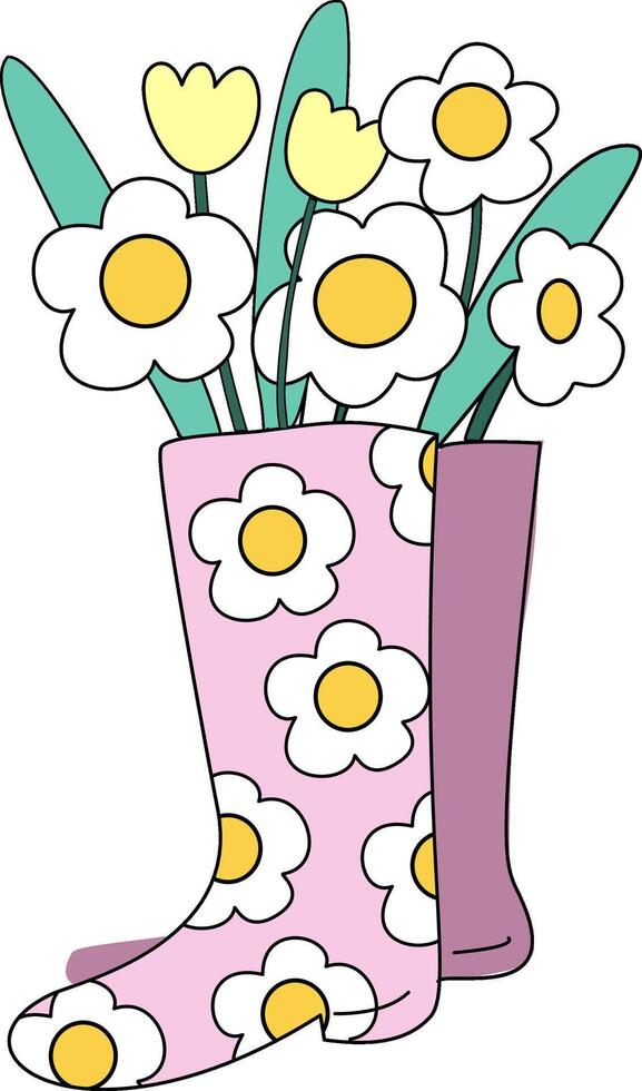 boots flower hand drawn vector