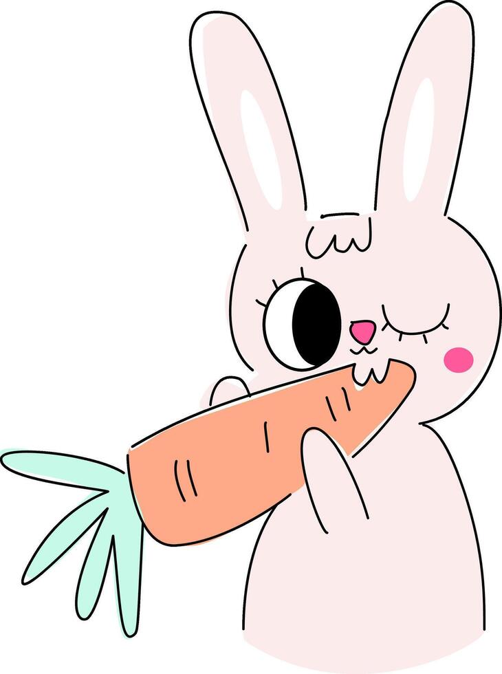 easter bunny eats carrot vector