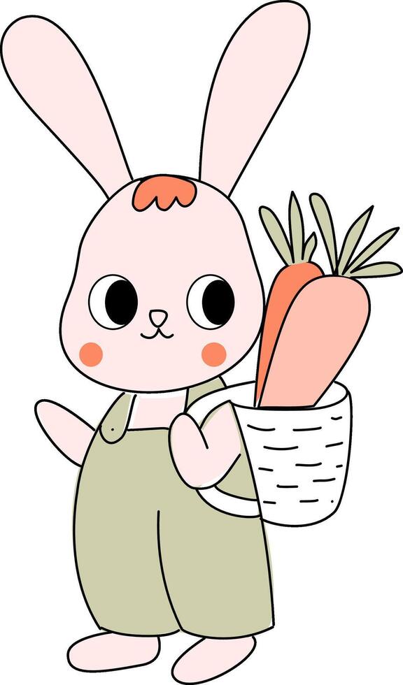 spring bunny with carrots vector