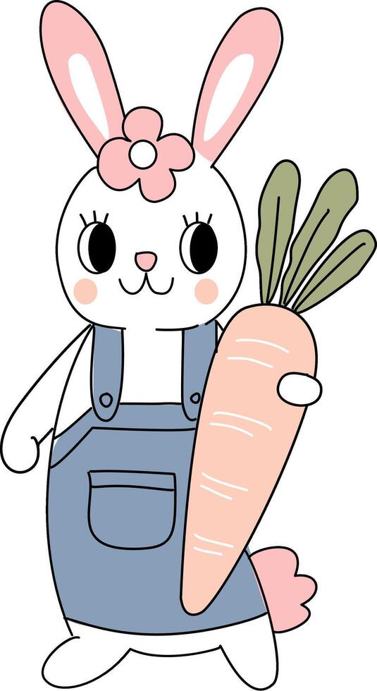 easter bunny with carrot vector