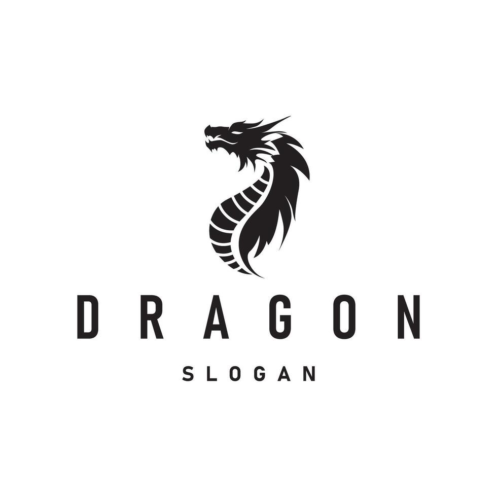 mystical animal legend design with simple dragon logo silhouette and retro ancient design vector