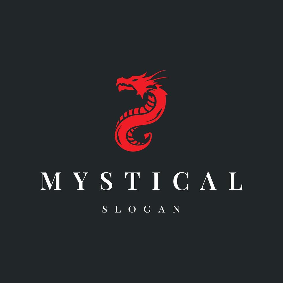 mystical animal legend design with simple dragon logo and vintage retro ancient illustration templet design vector
