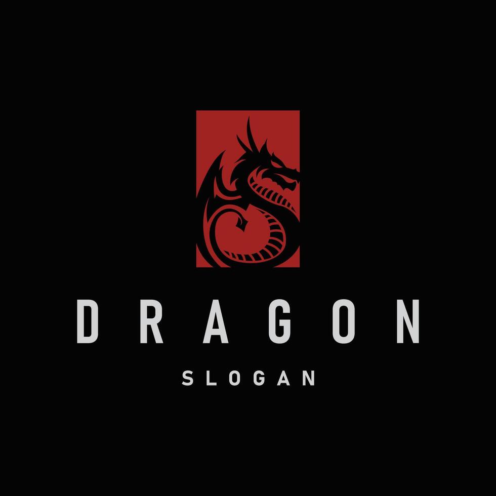 mystical animal legend design with simple dragon logo silhouette and illustration templet design vector