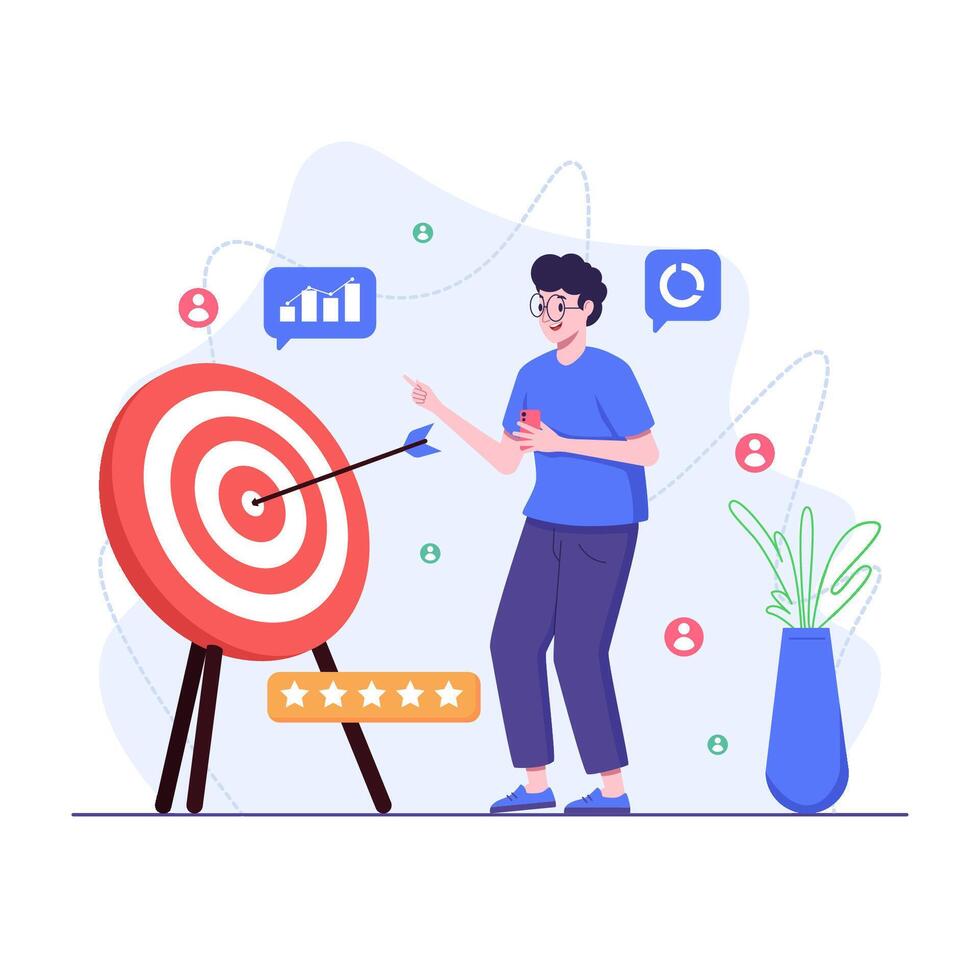 Man Set business targets and setting goals vector