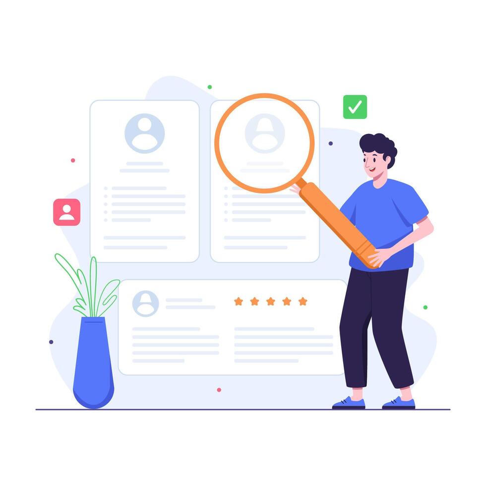 UX designer doing user research vector
