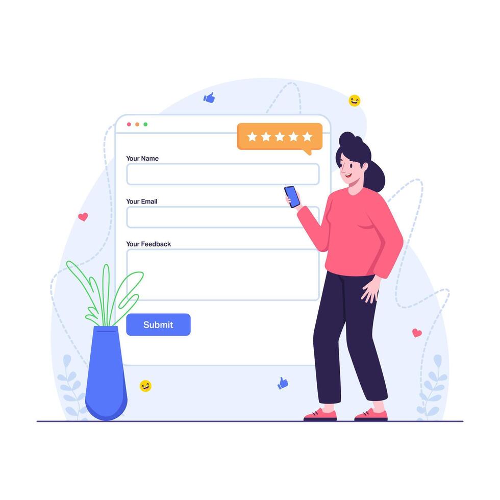 Customer filling out feedback form vector