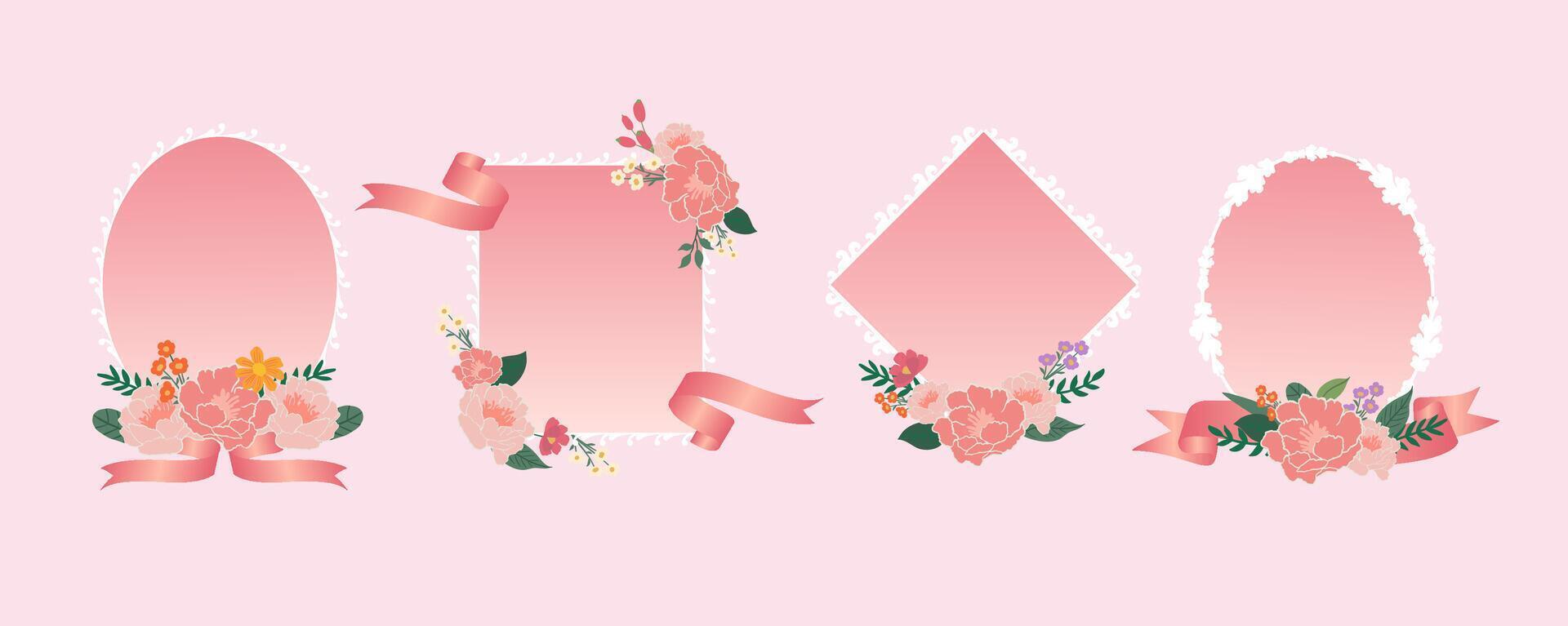 pink flower with white retro frame for mother's day vector
