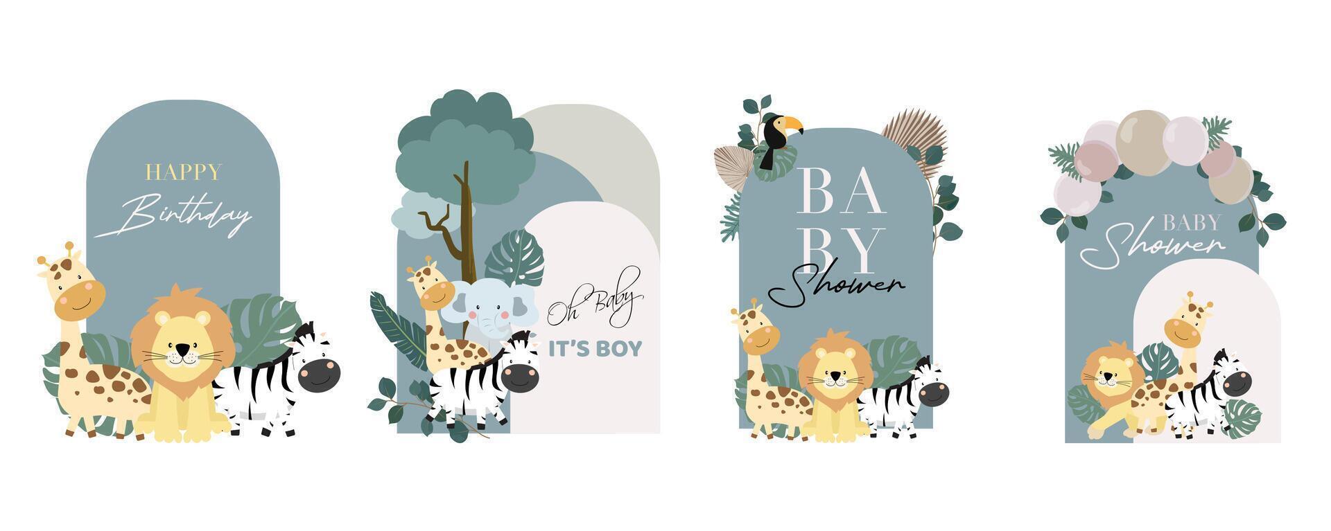 Boho element object with balloons and paper palm leaves vector