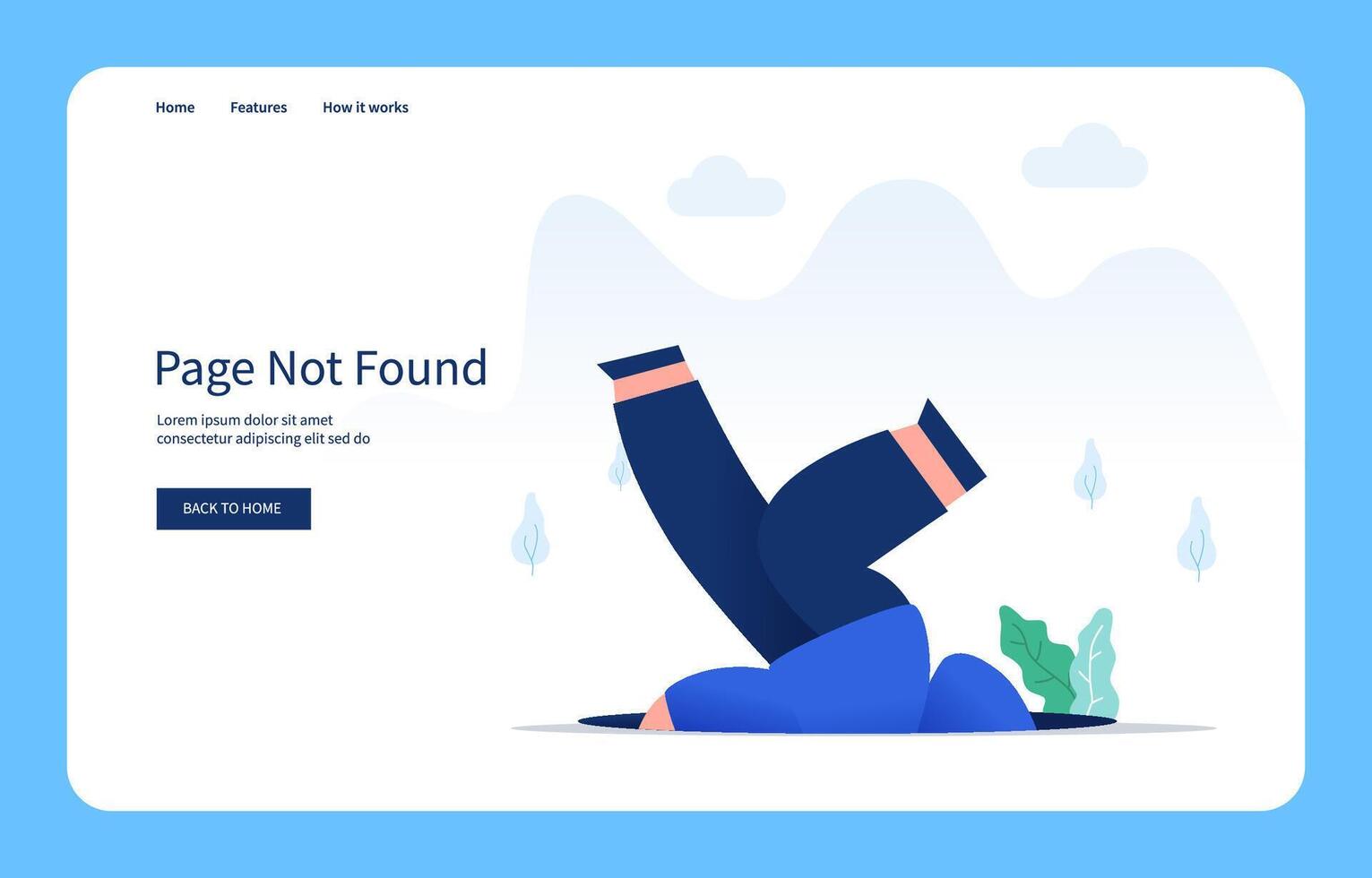 Modern Flat Design Concept, Man Falling Into The Hole. Page Not Found For Website And Mobile Site. Empty State vector