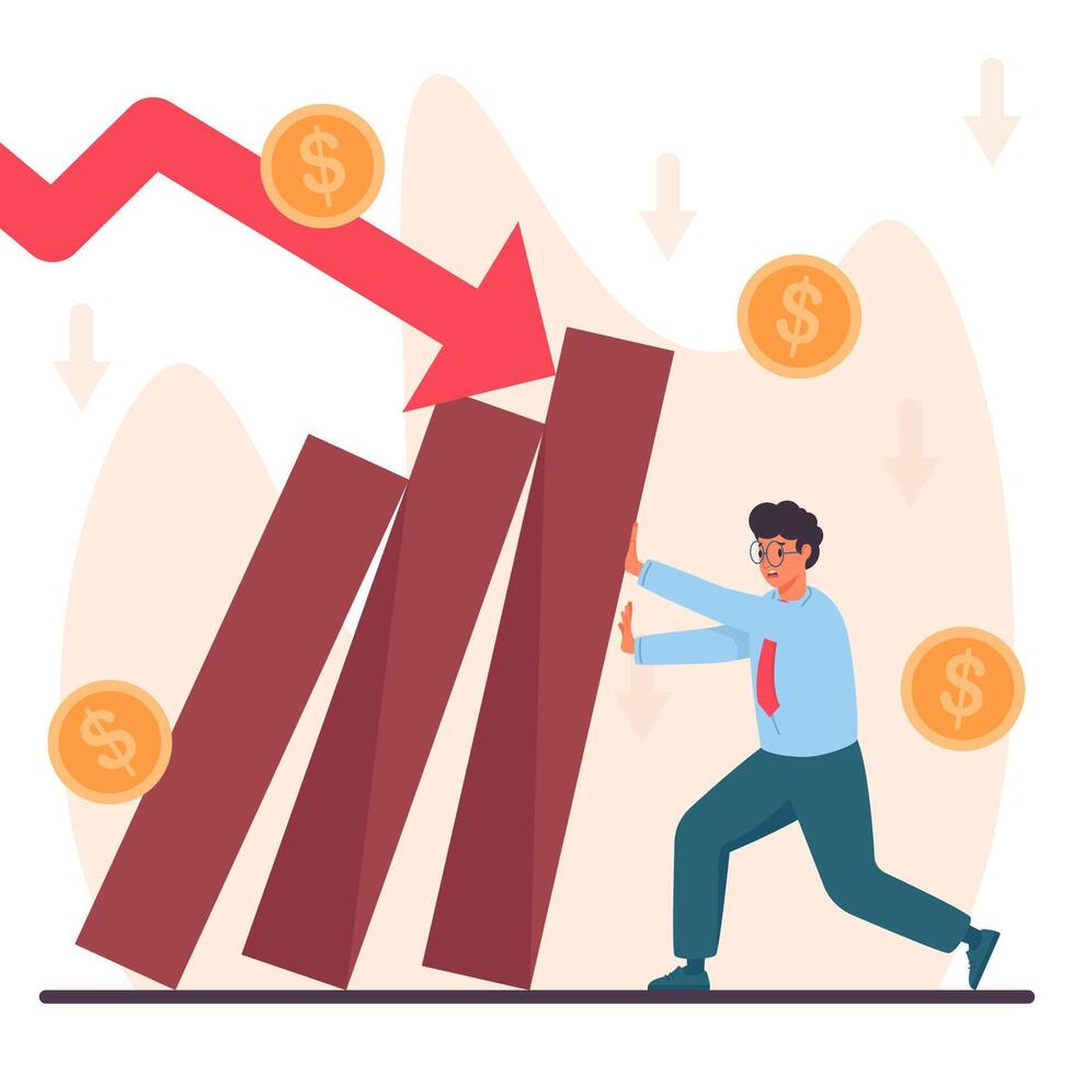 Businessman Holds Falling Market Chart Financial Crisis Economic Recession vector