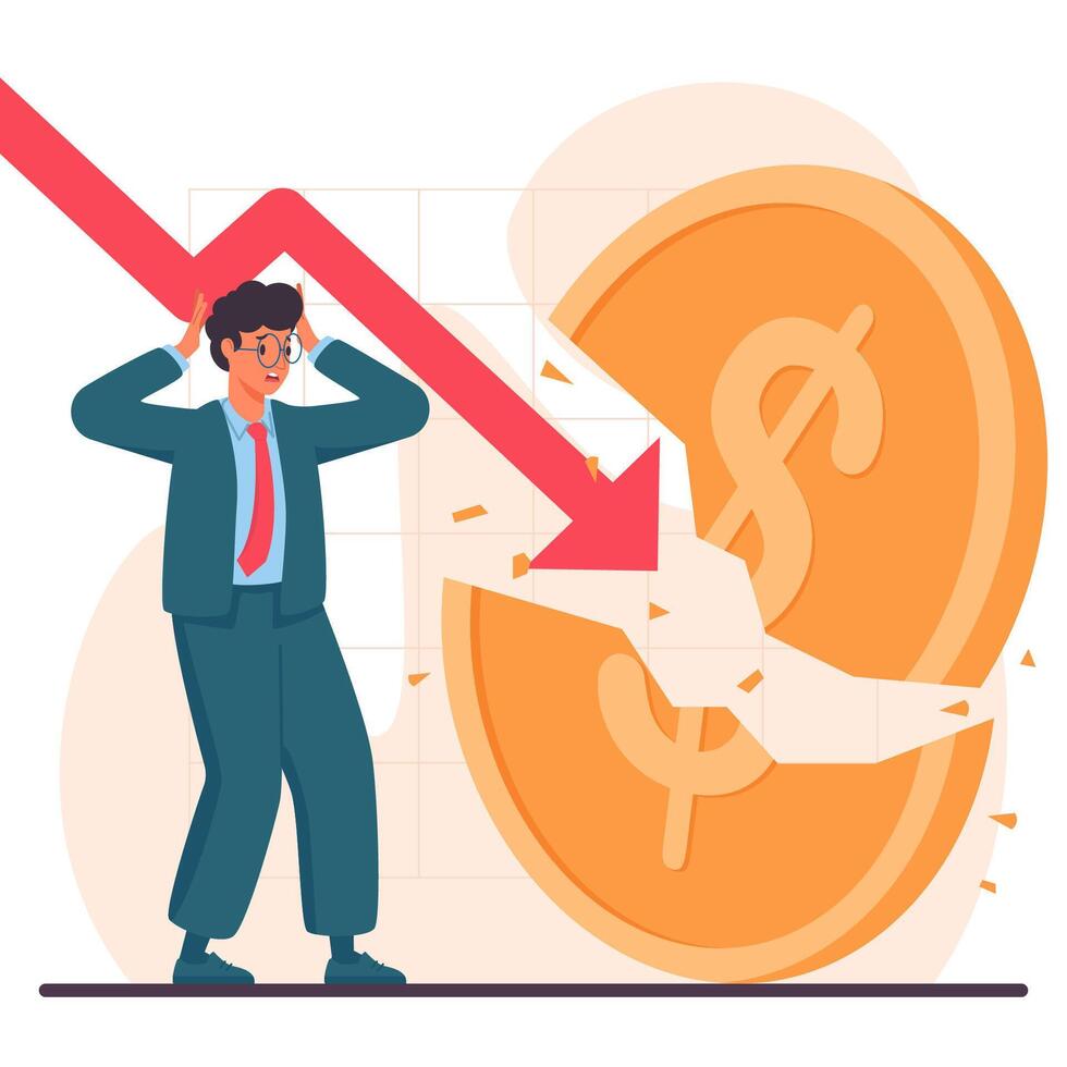 Businessman Holding Dizzy Head Because of Loss Financial Crisis Economic Recession vector