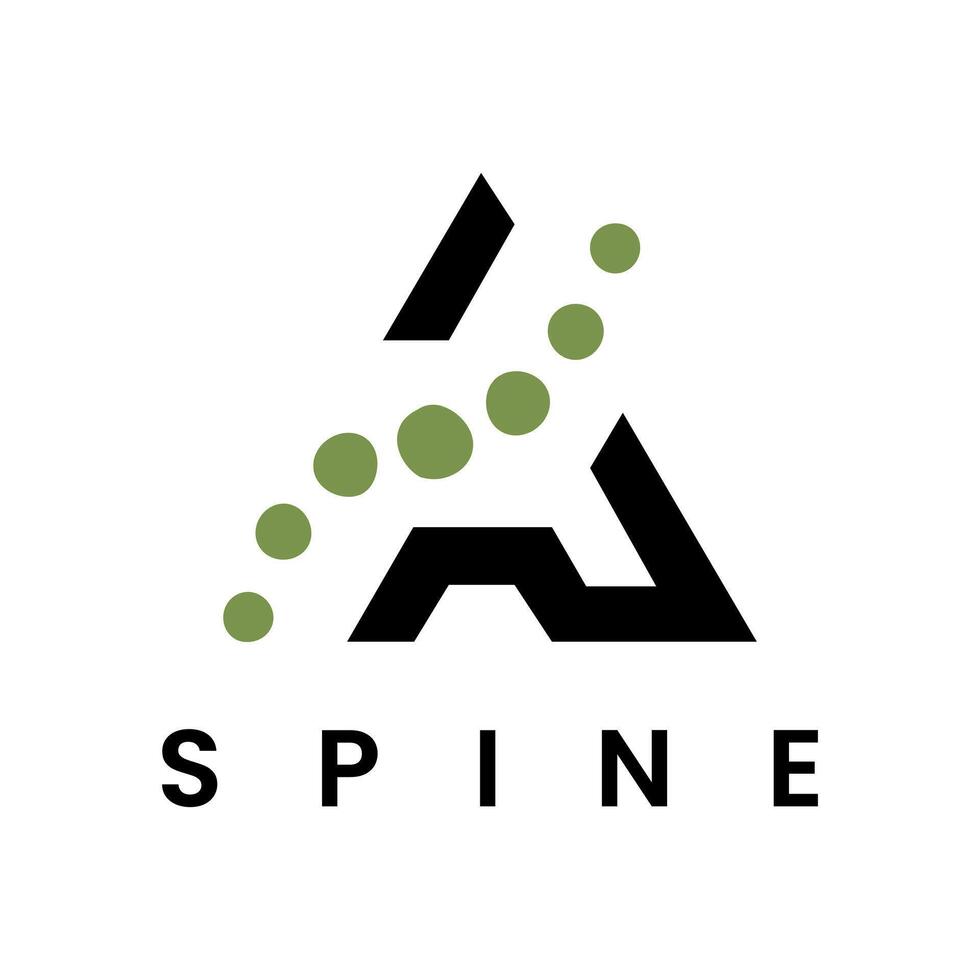 Unique Letter A Design with Spine Icon Minimalist Logo for Health, Chiropractic and Fitness Branding vector