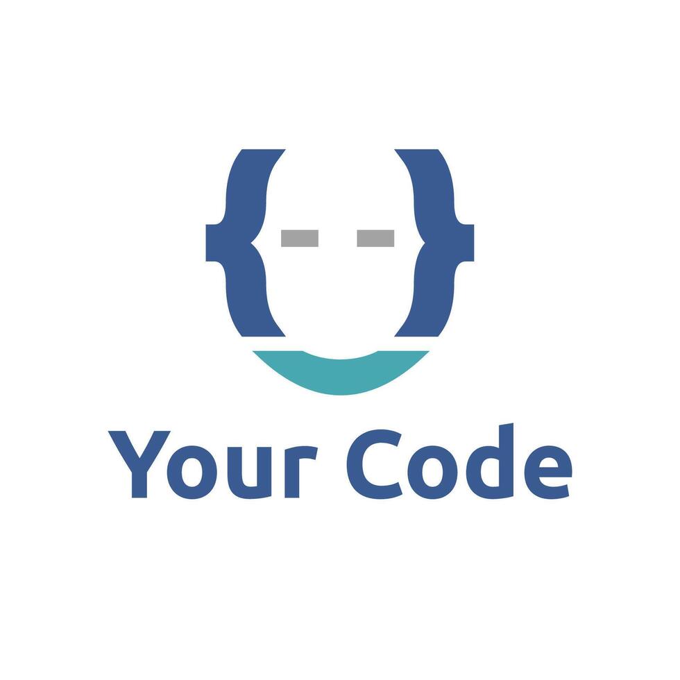 Face Code Programmer Identity Braces Symbol Logo Template vector