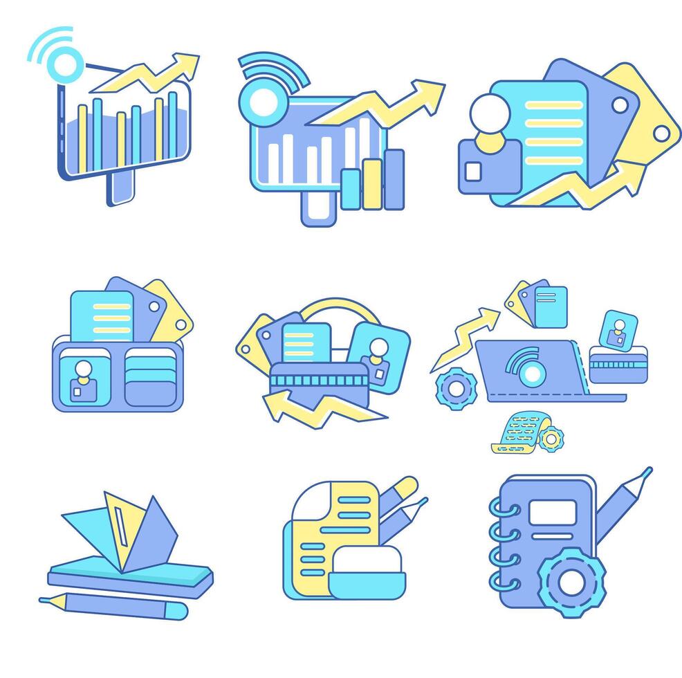 A set of icons depicting various types of business vector