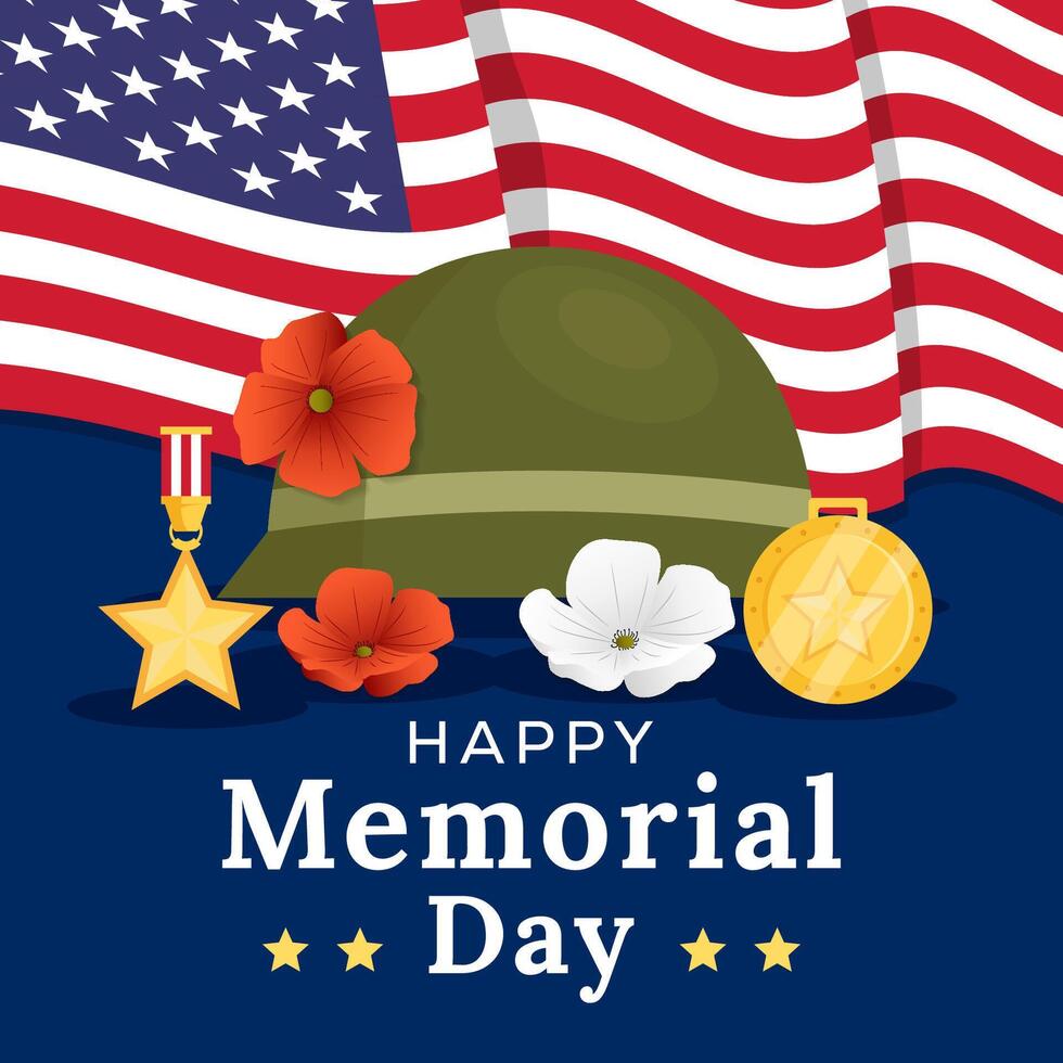 illustration for celebrate memorial day in flat style design vector
