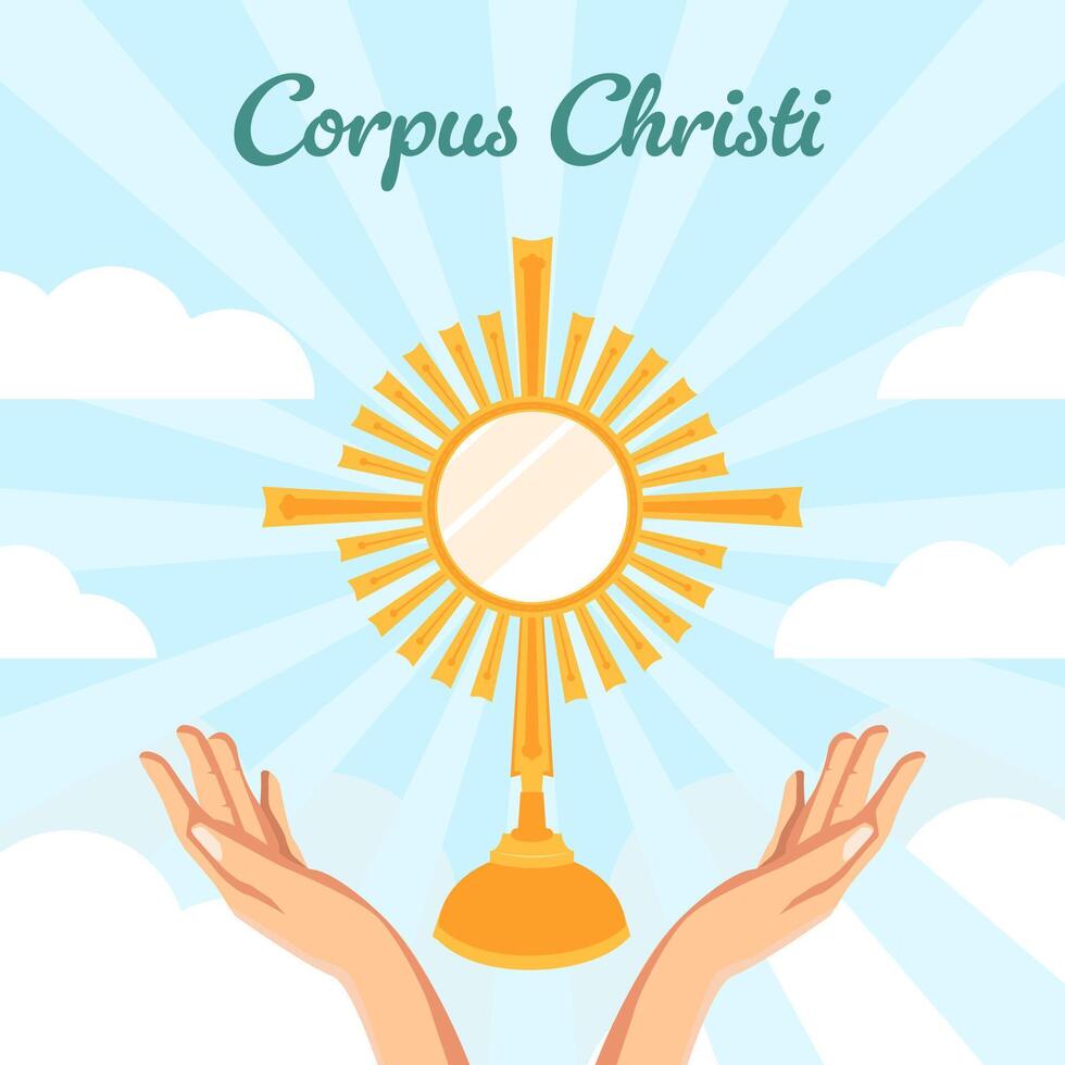 corpus christi illustration in flat style with hands vector