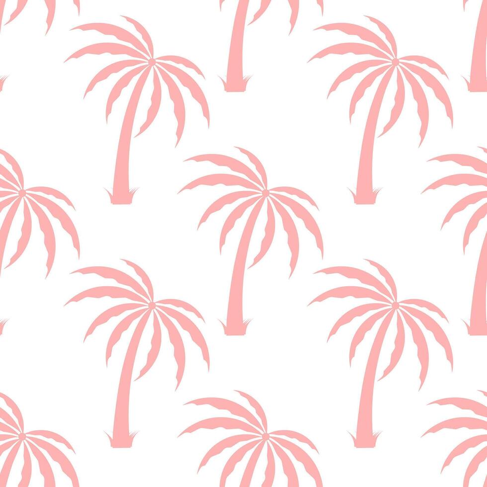 Seamless repeating pattern with pink palm trees silhouettes. vector