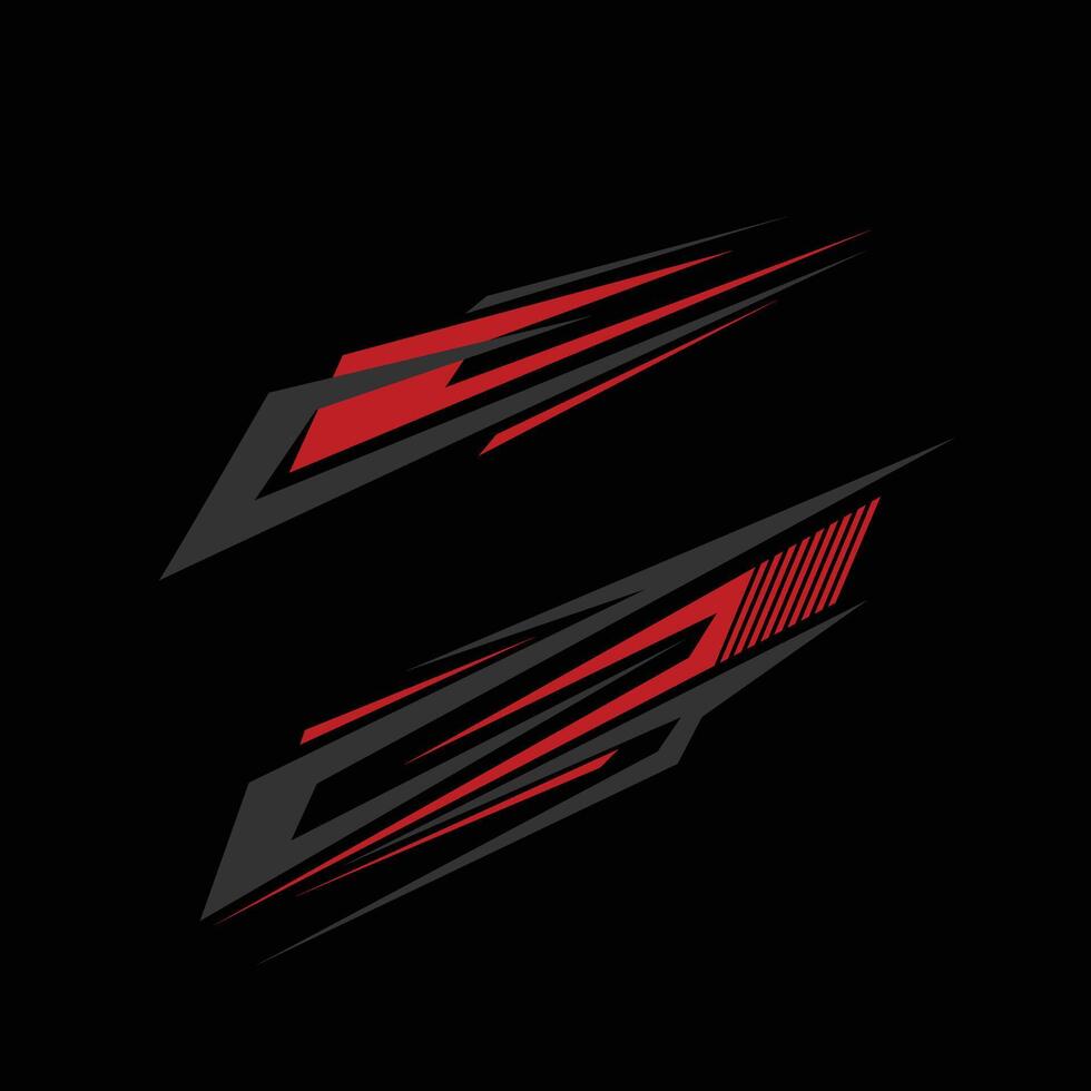 car body livery decal design. livery decal with sharp line style and red and grey color combination vector