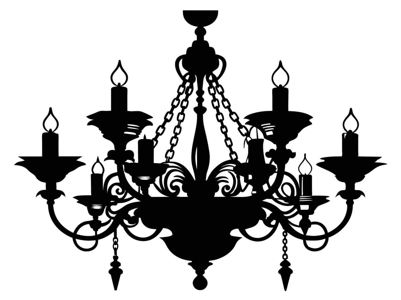 chandelier silhouette black color vector