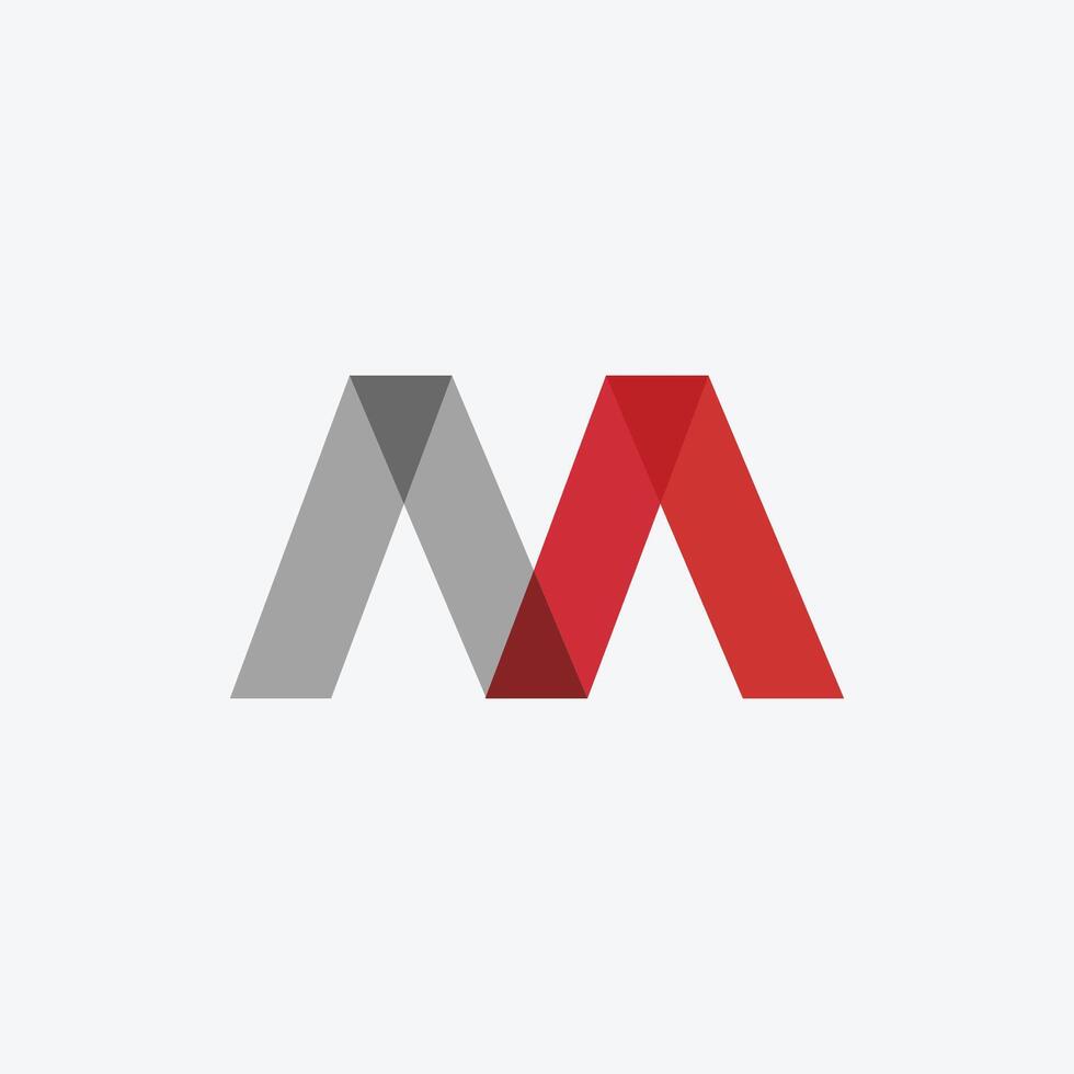 Red and Grey M Logo Design - Letter M Logo Design vector