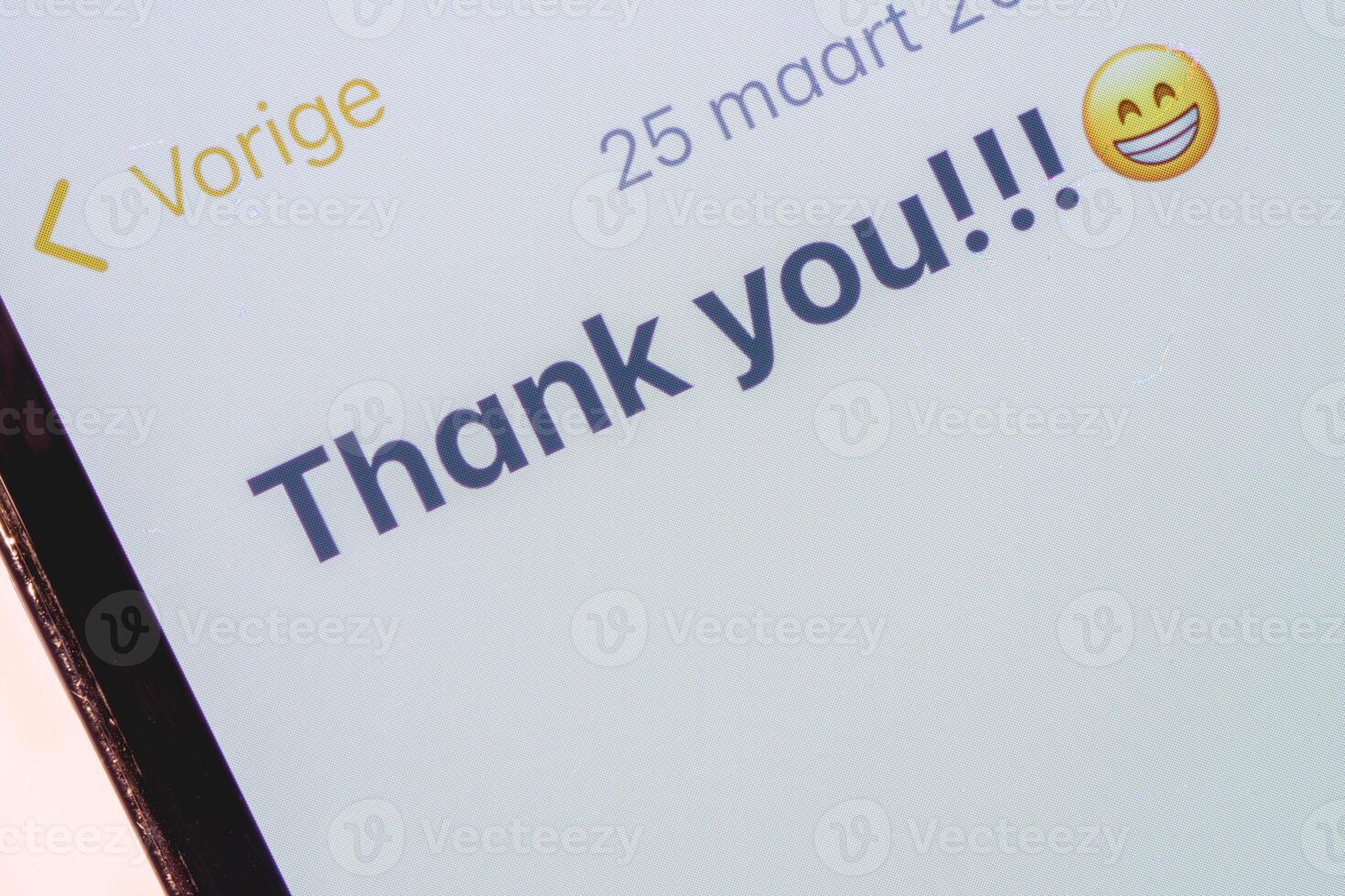 A thank you message on a mobile device.. photo