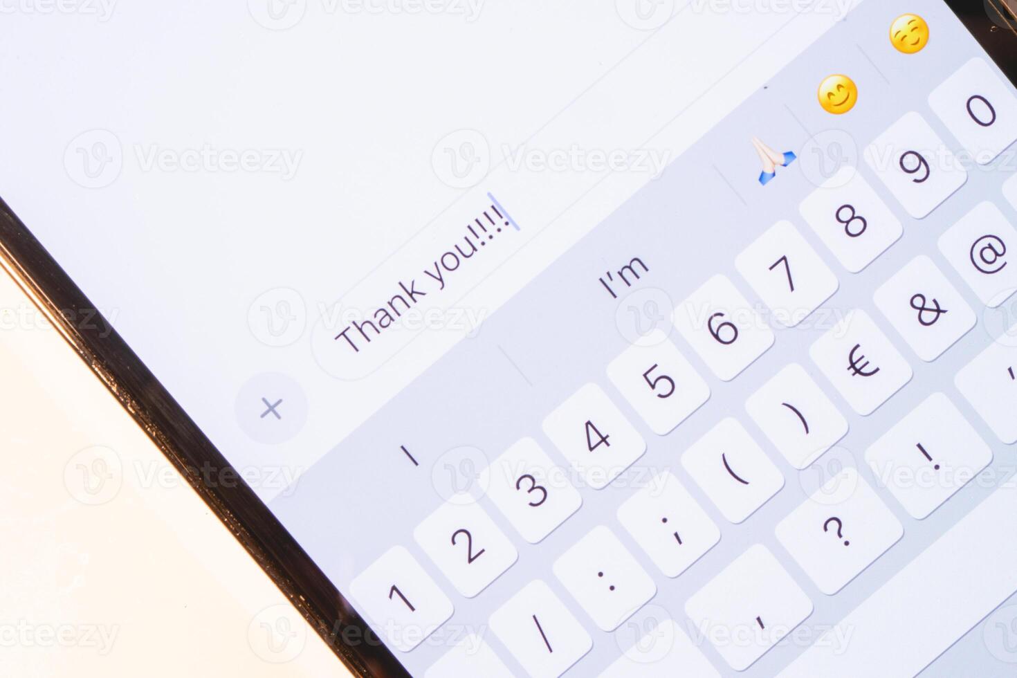 A thank you message on a mobile device. photo