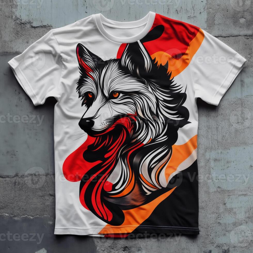 A t - shirt with a wolf head on it photo