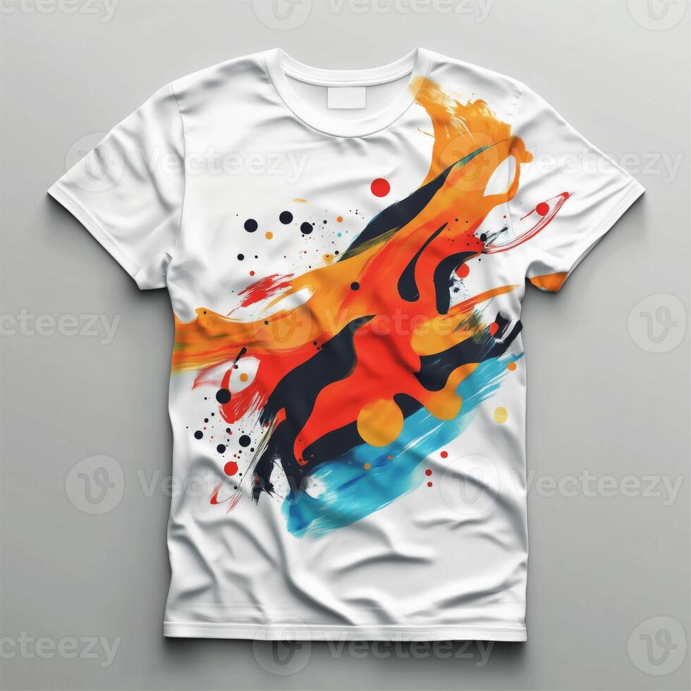 A t - shirt with colorful paint splashes on it photo