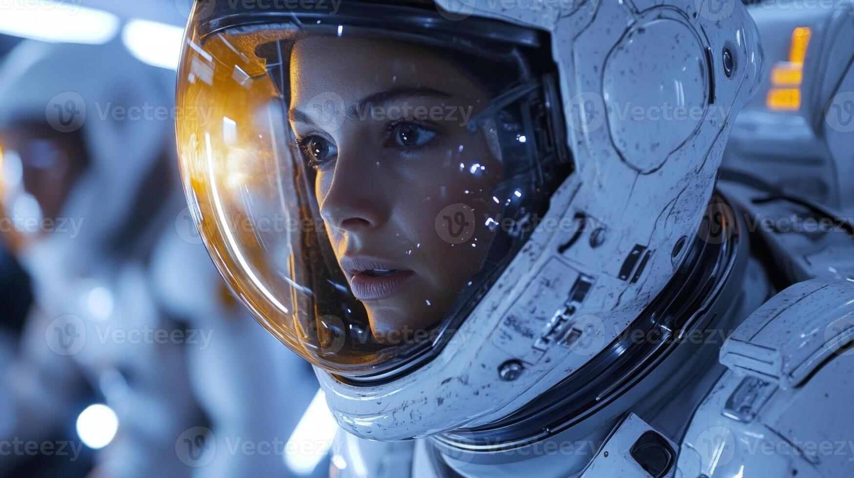 Crew members don space gear and check systems in preparation for an upcoming launch, emphasizing the importance of safety and technology in space exploration. photo
