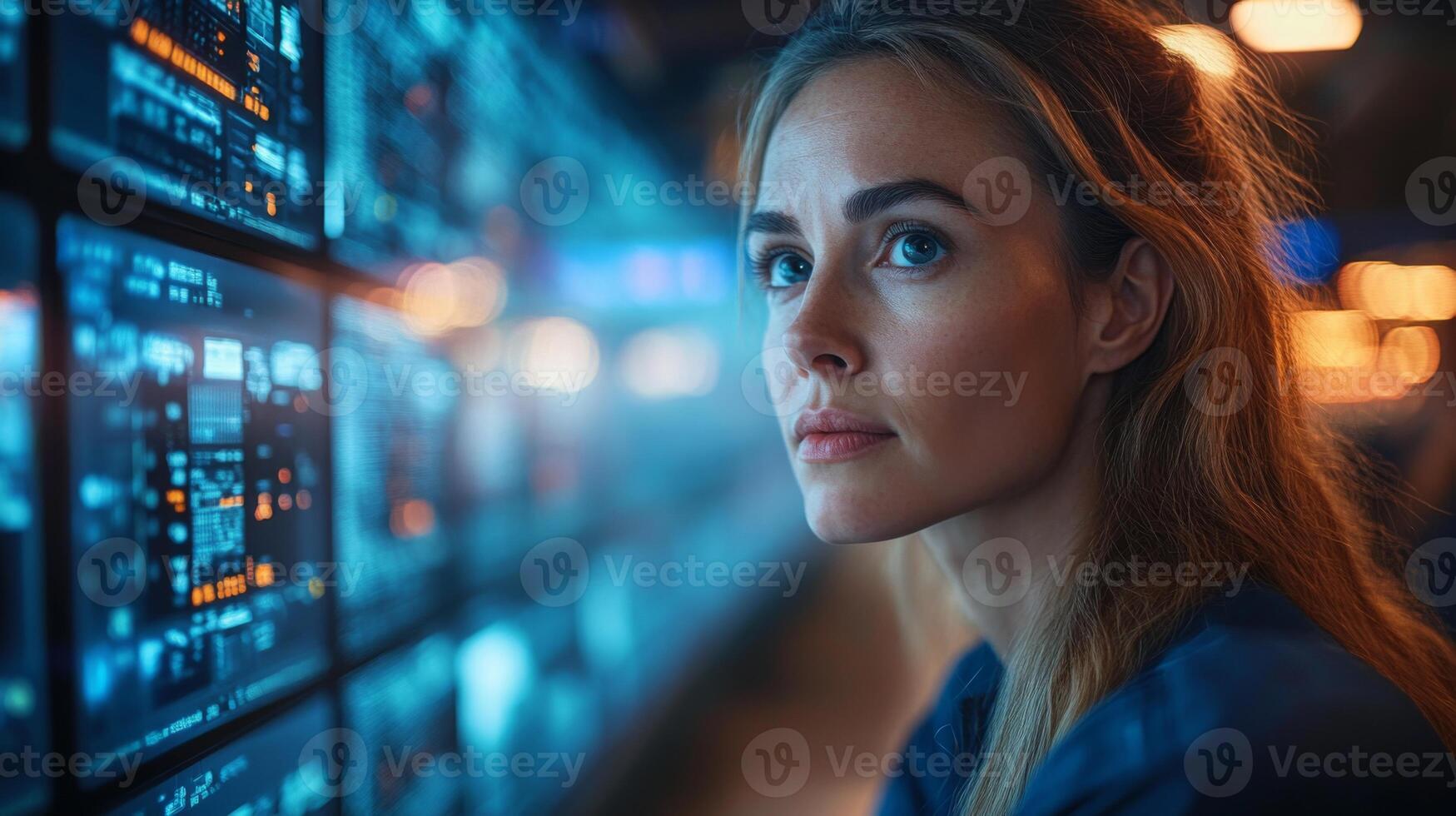 A professional observes various data displays while monitoring logistics and mobility systems, ensuring security and efficiency during an active checkpoint inspection process. photo