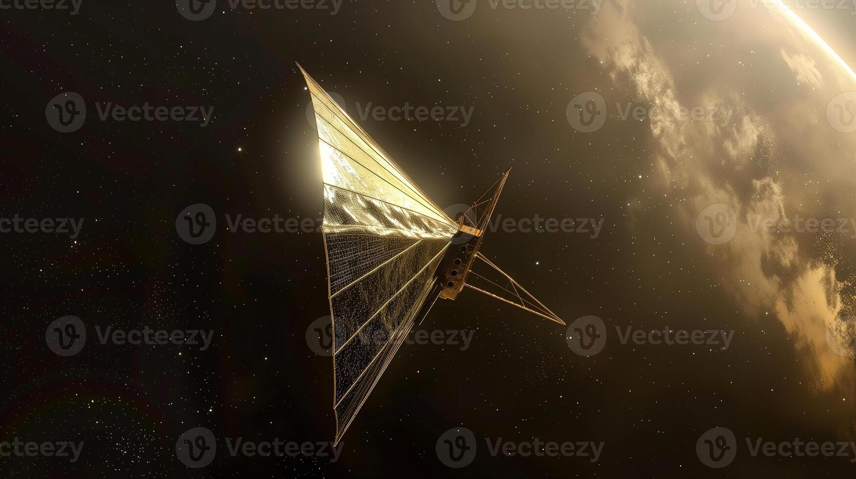 This spacecraft with solar sails approaches an asteroid for regolith extraction and processing. photo