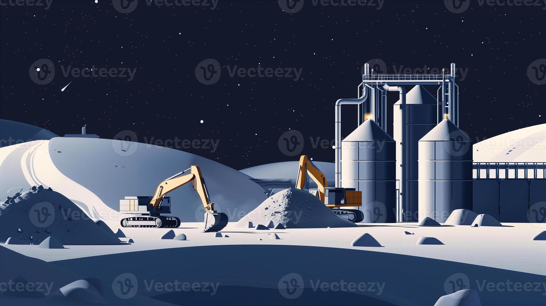 This Excavation machines extract regolith from an asteroid's surface for off-world processing. photo