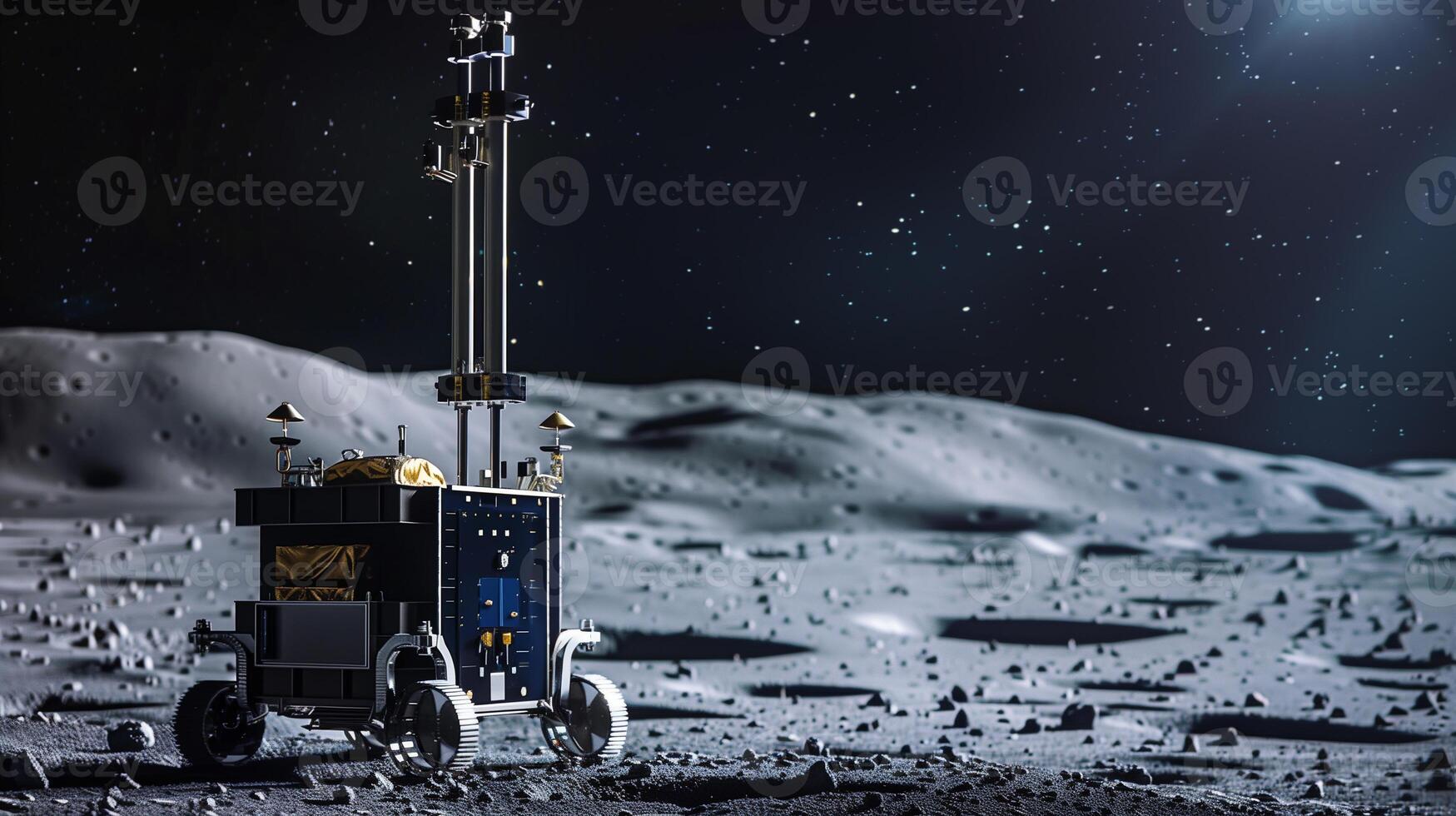 This robotic vehicle explores the asteroid, conducting regolith excavation for resource refinement. photo