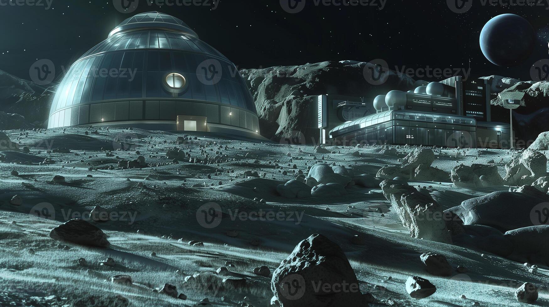 This Futuristic structures for asteroid regolith extraction and processing are showcased. photo