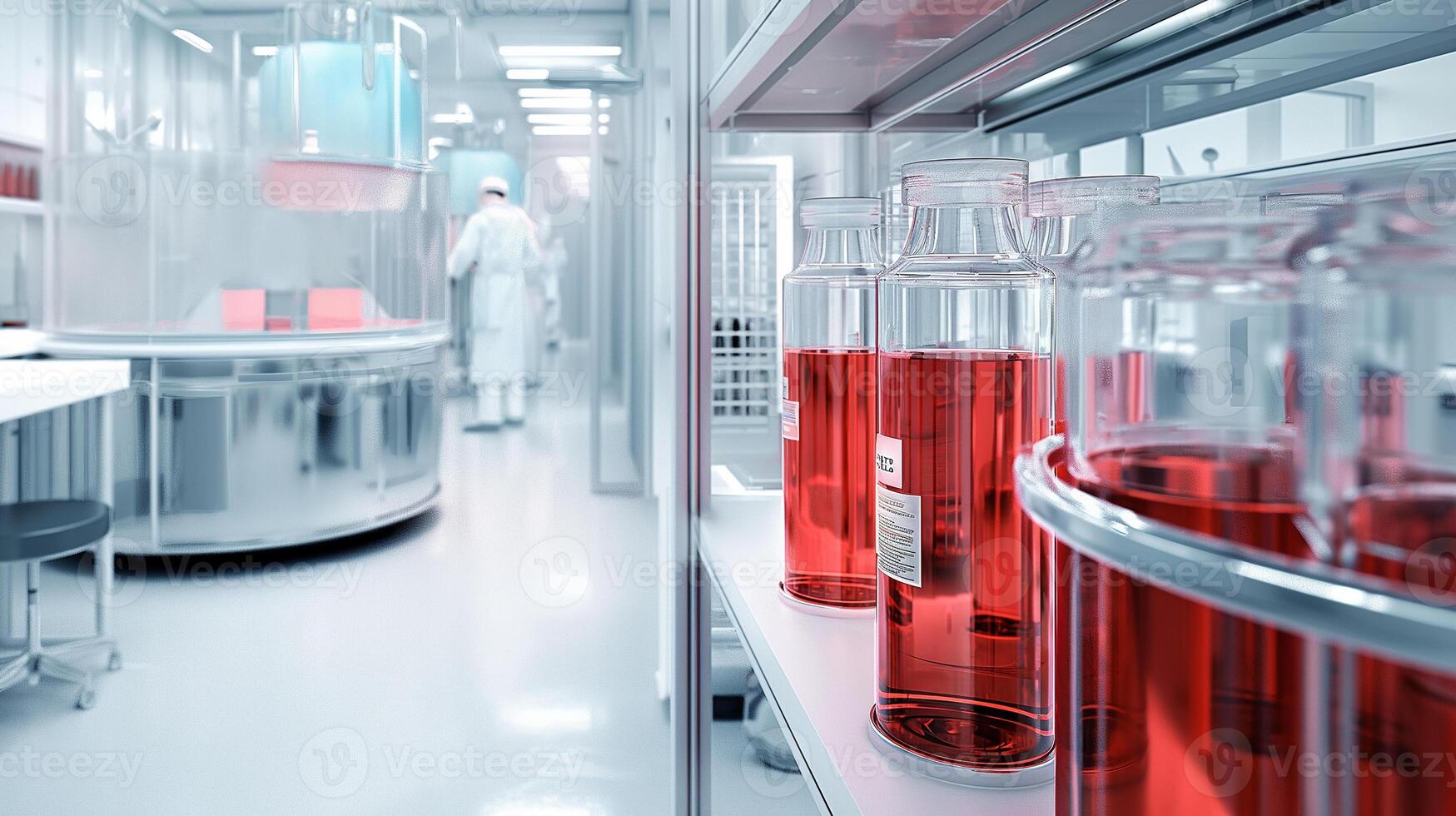 This Research in a sterile environment explores the creation of synthetic blood for medical applications. photo