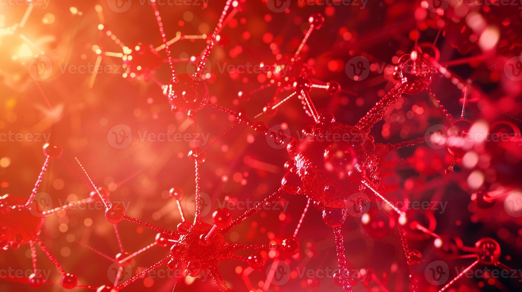 This Detailed visualization of artificial blood components showcasing hemoglobin and biofluid properties. photo