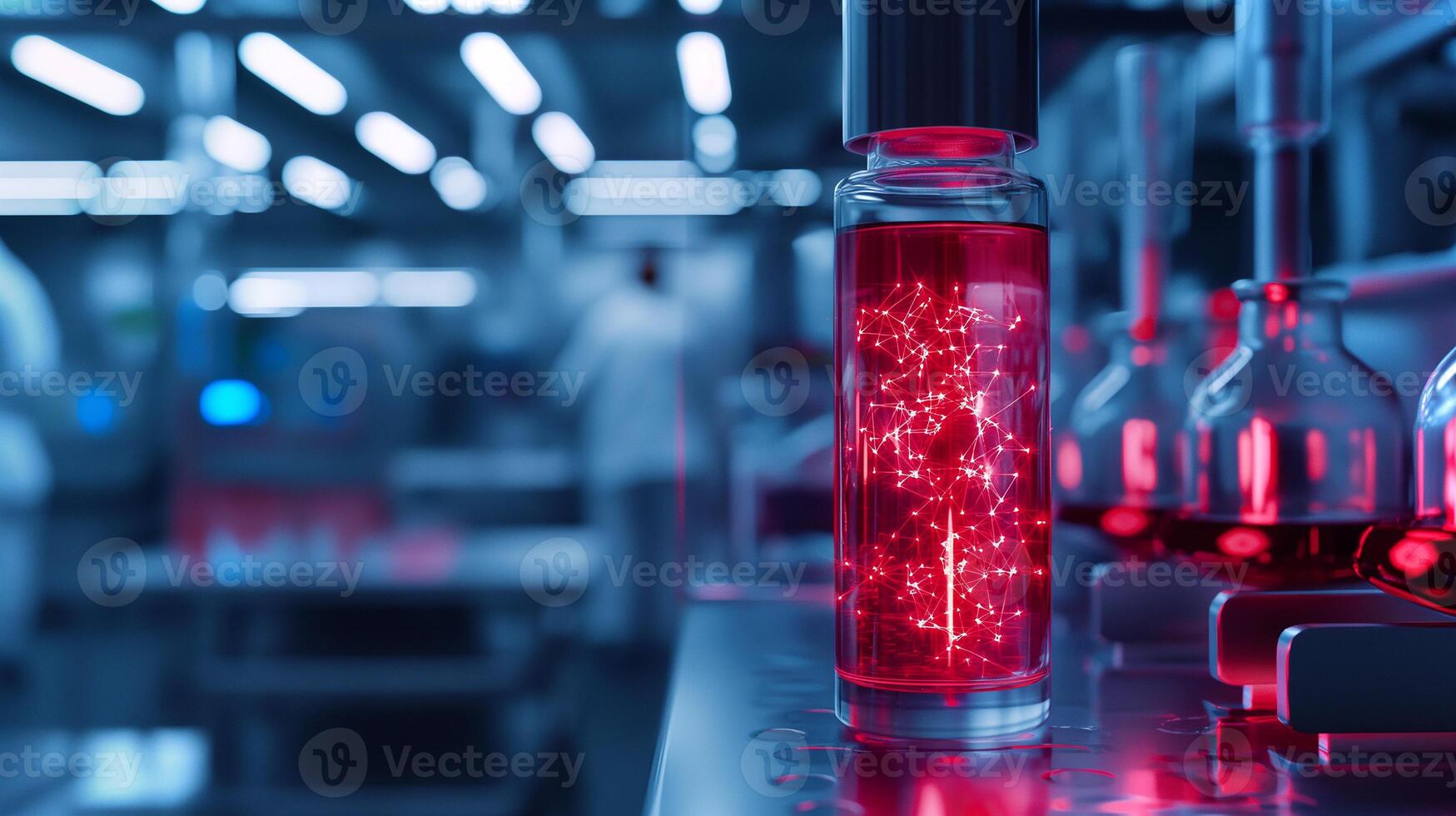 This Synthetic blood solution is being developed in a high-tech lab focused on medical advancements. photo