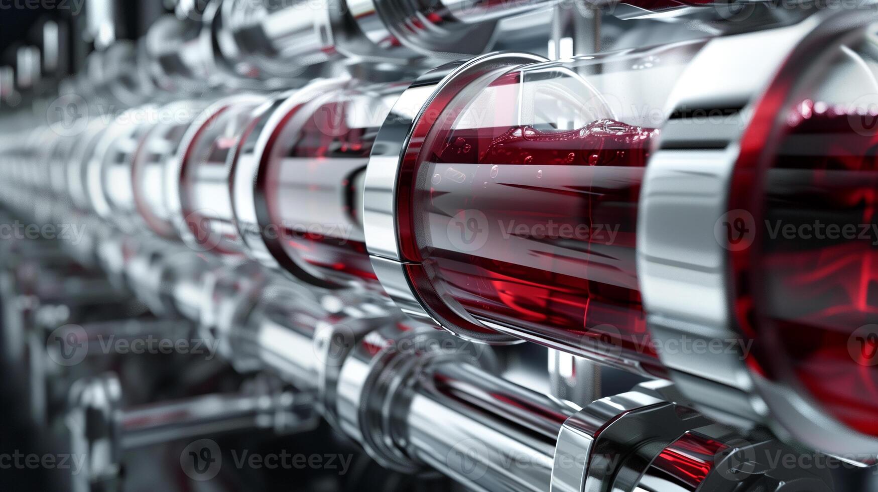 This Advanced synthetic blood stored in nano containers lines a medical facility's lab. photo