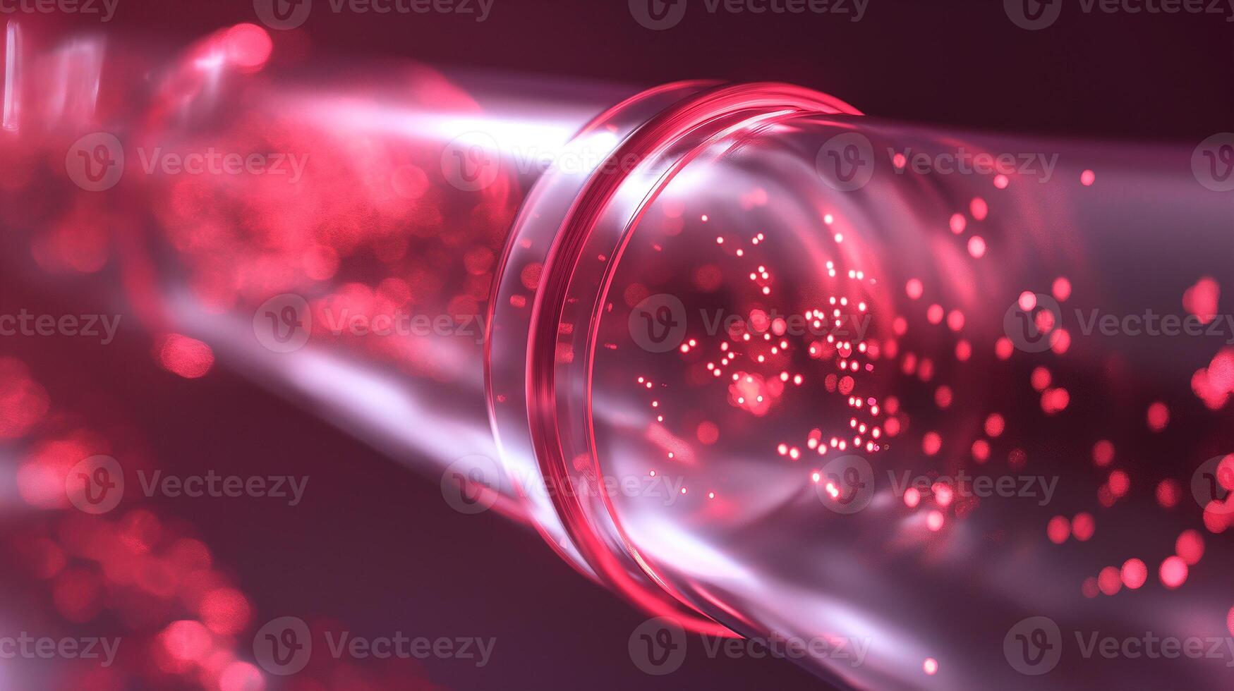 This Synthetic blood with nano-sized particles flows through a transparent tube. photo