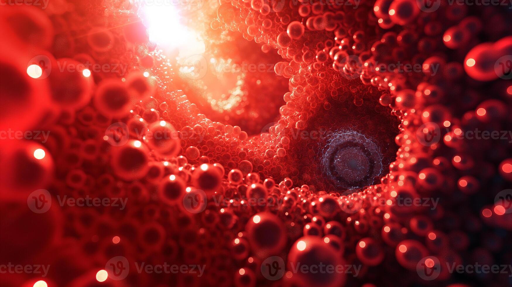 This Close-up of synthetic blood highlighting nanotech and bio fluid dynamics in transfusions. photo