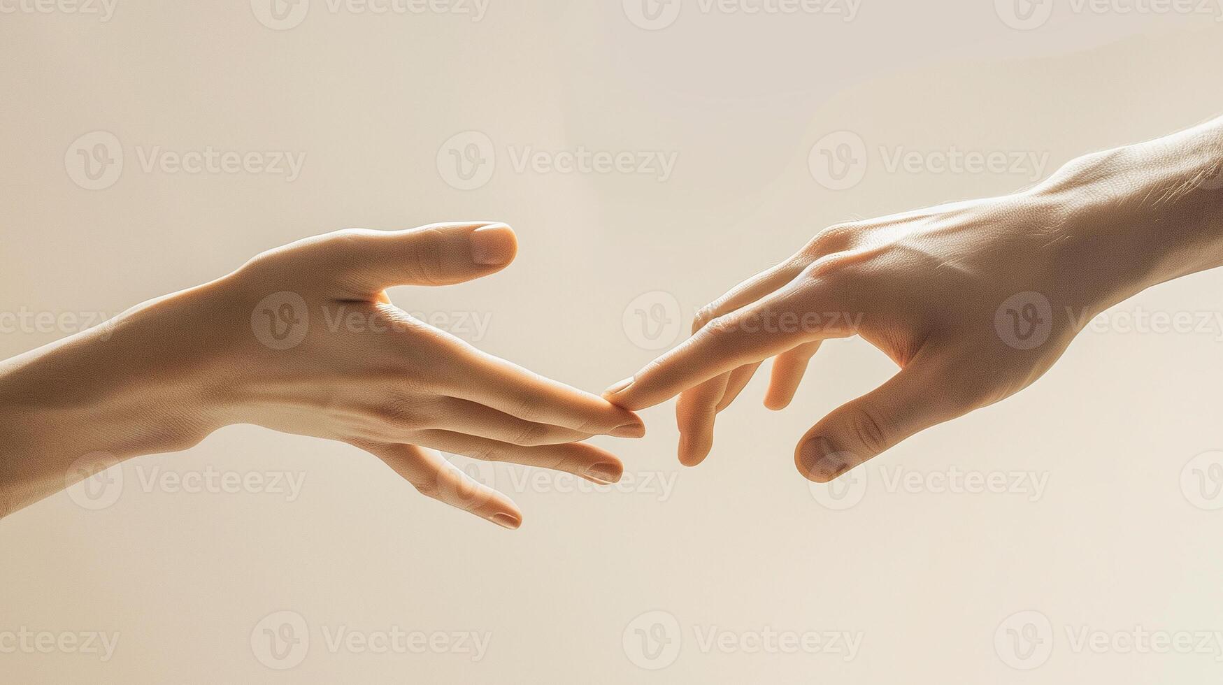 This Two hands reach toward each other, embodying a moment of tension and potential reconciliation. photo