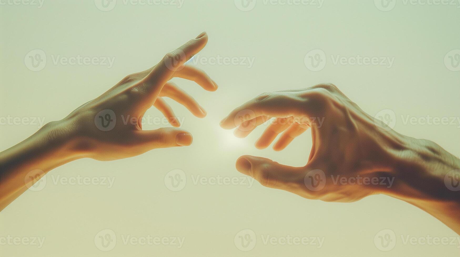 This Two hands reach for each other, symbolizing conflict, tension, and reconciliation. photo