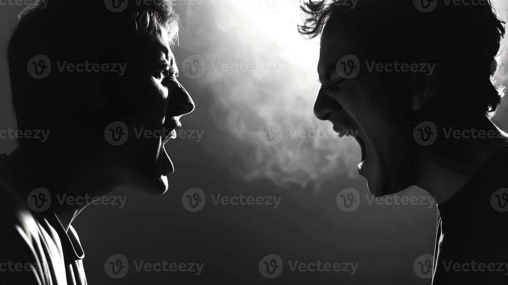 This Two individuals express strong emotions, emphasizing disagreement and the need for reconciliation. photo