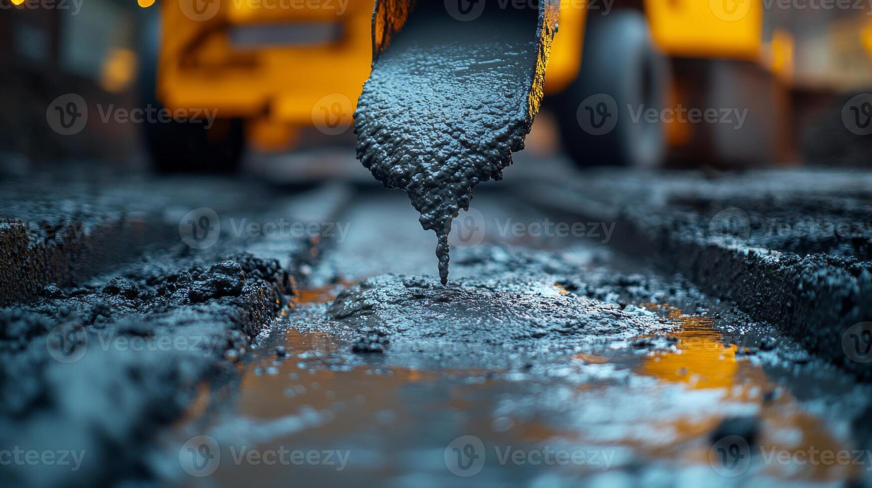 Cement flows steadily onto the ground as construction workers prepare to create strong foundations for infrastructure. This ongoing excavation highlights modern building techniques. photo